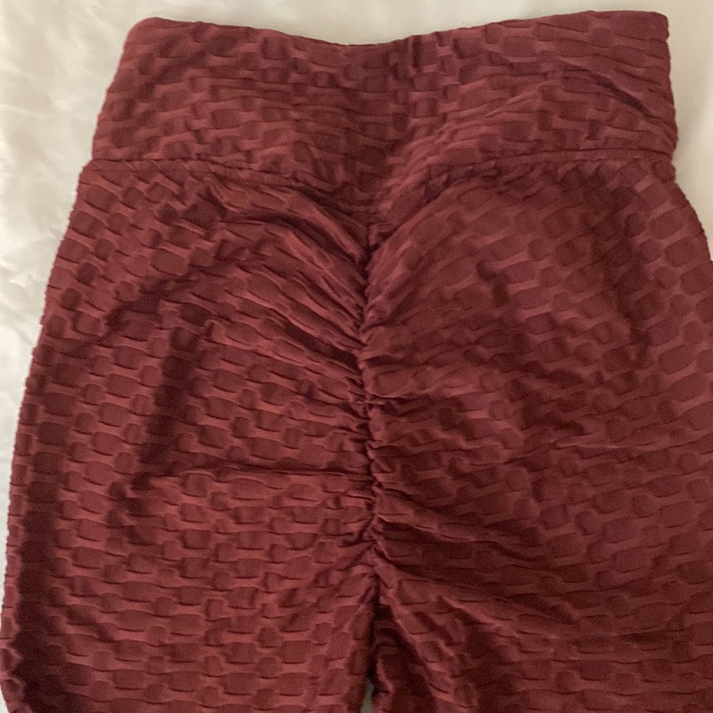 2 PAIRS HONEYCOMB CROSSOVER WAIST LEGGINGS BUTT CONTOUR RUCHING| size: M - Picture 4 of 4